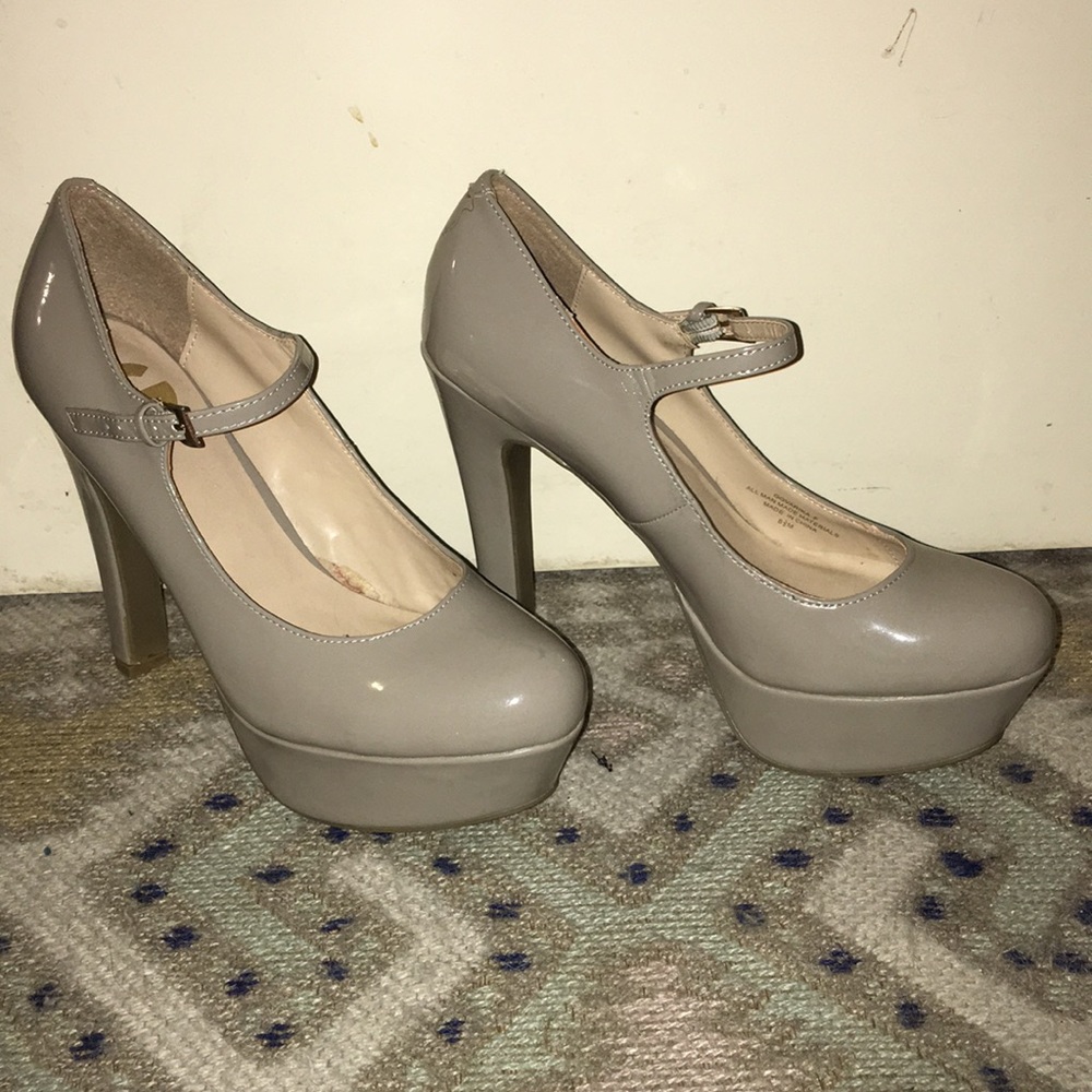 G by Guess Vegan Leather Taupe Platform Heels
